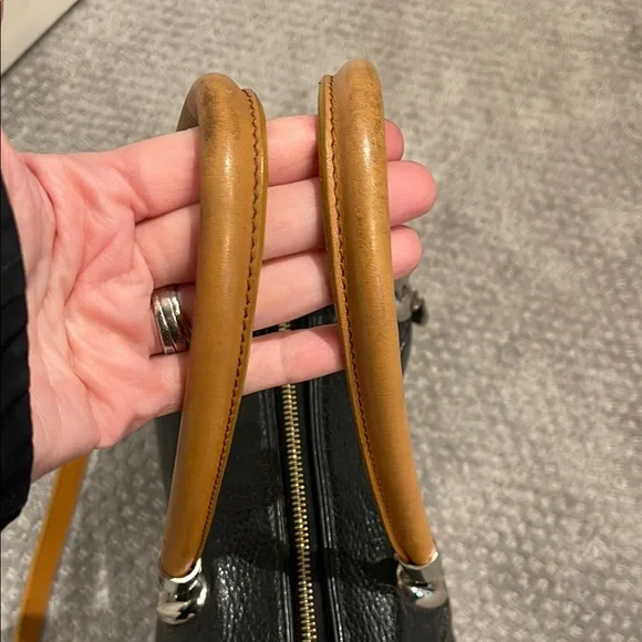 Valentina Black & Brown Leather Satchel with Crossbody - Picture 7 of 9